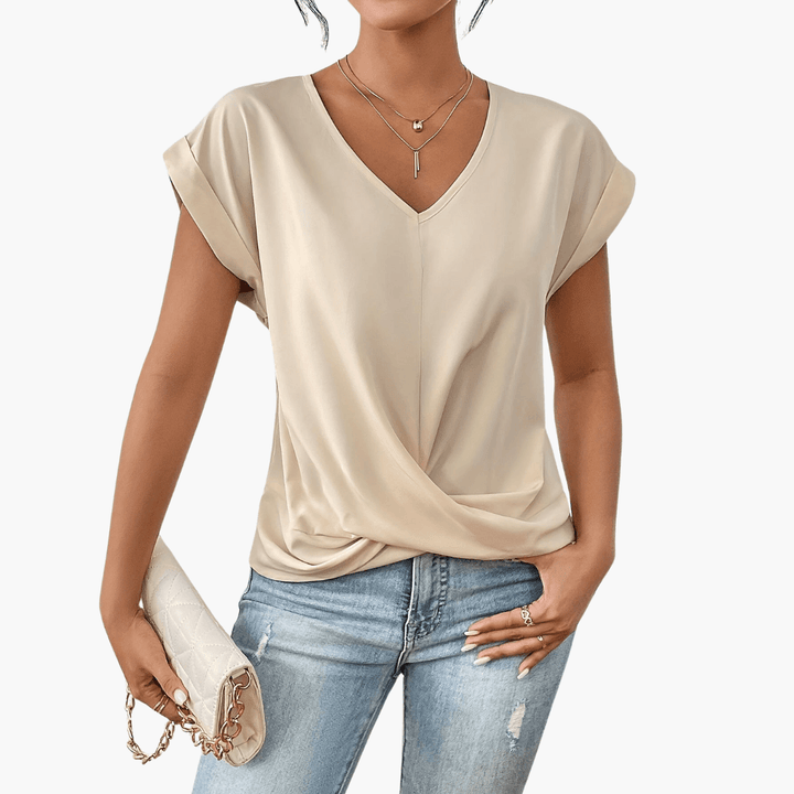 Trendiges, lässiges T-Shirt mit herzförmigem Ausschnitt für Damen - SchmiedeMode