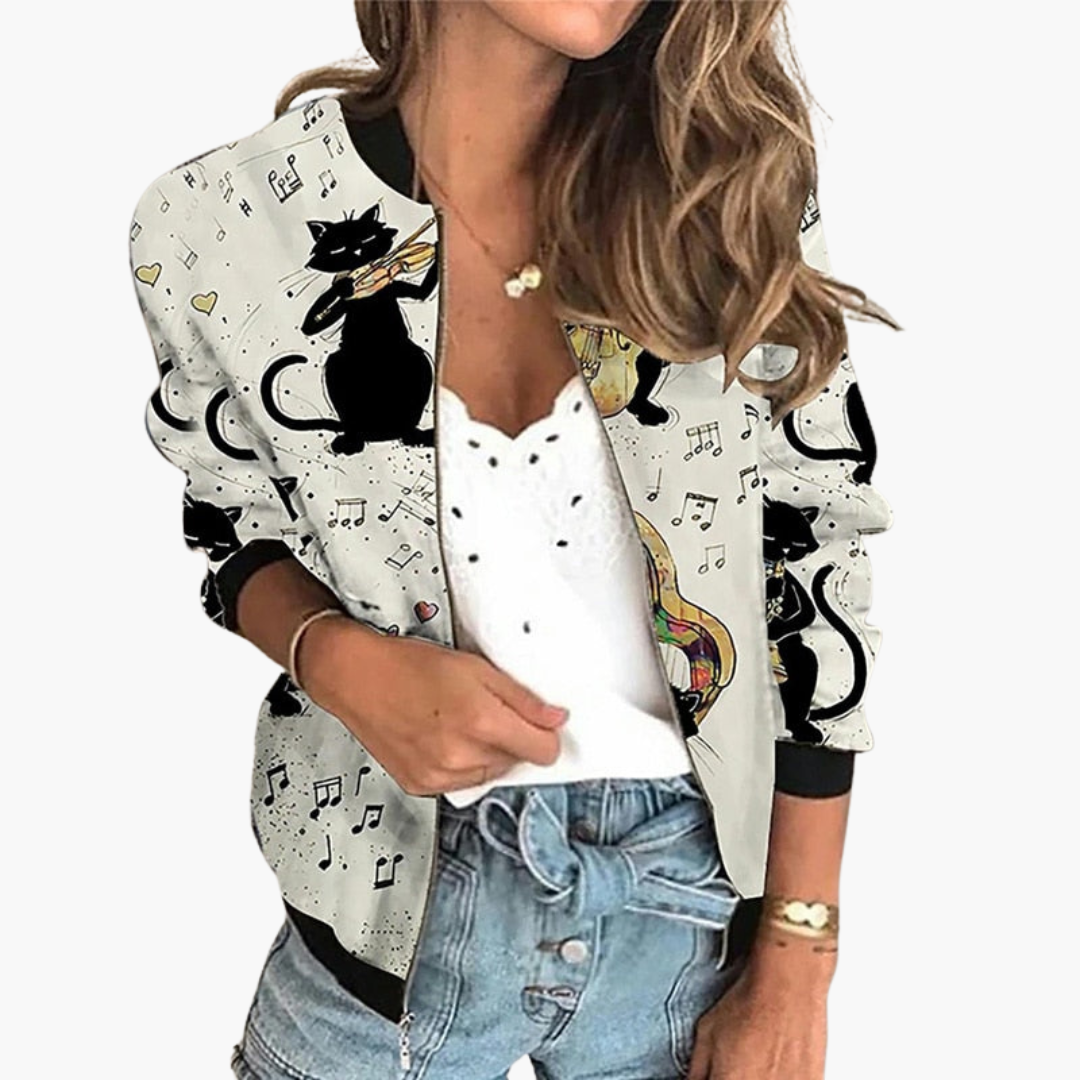 Bomberjacke für Damen - Leicht & Stylisch mit Blumenmuster