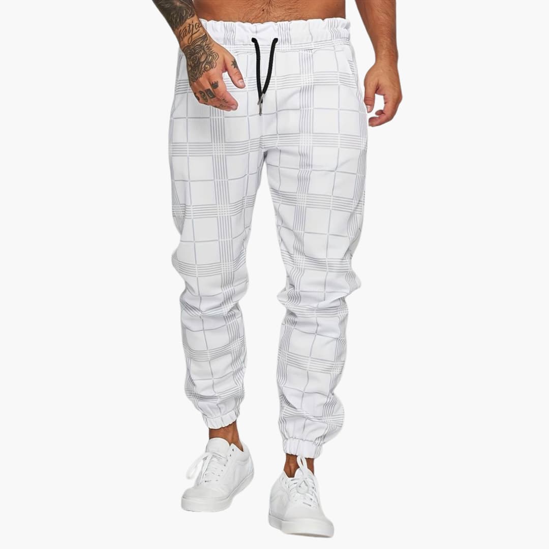 Herren hose mit elastischem Bund und karierter Oberfläche