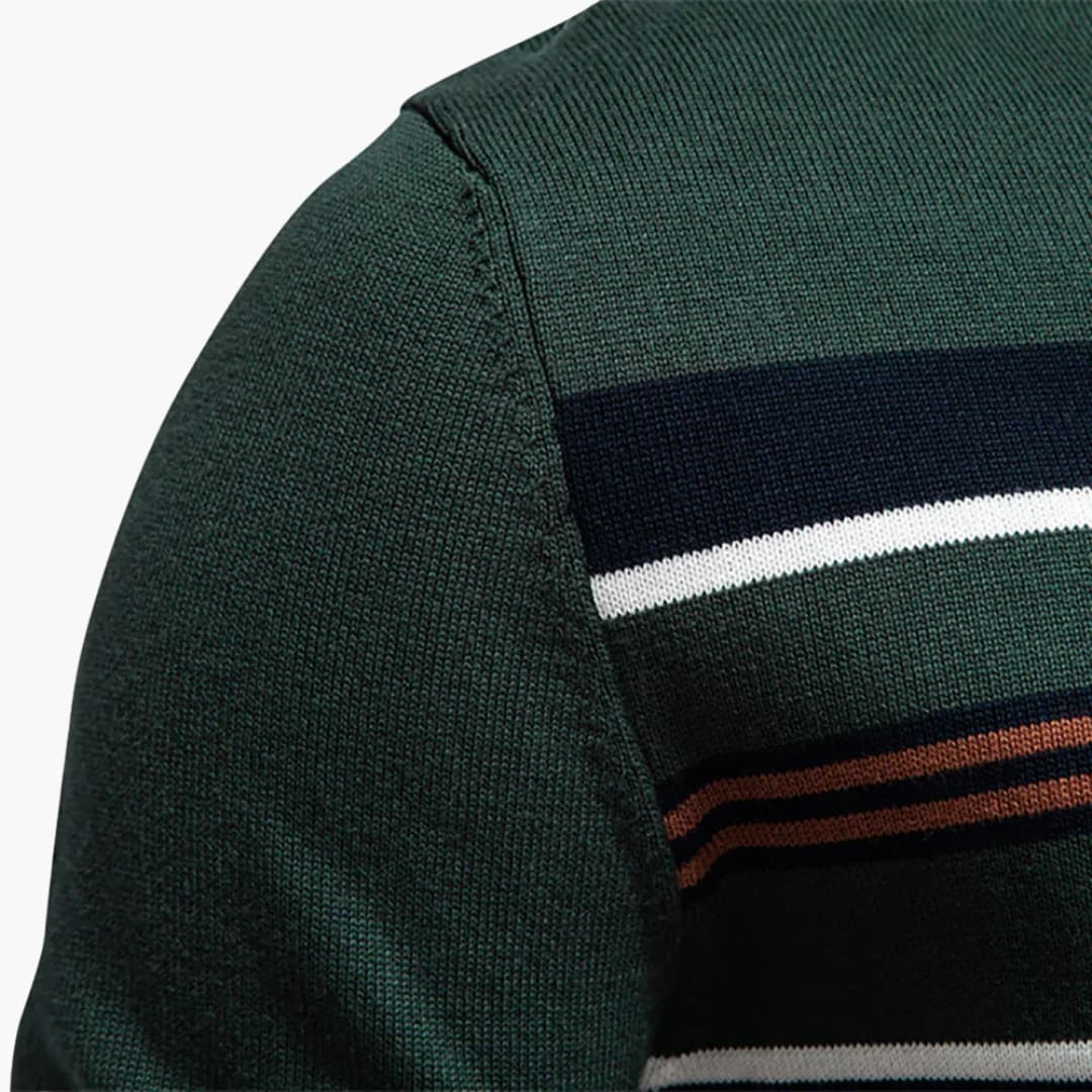 Herren pullover mit Reißverschluss am Halsausschnitt und gestreifter Oberfläche