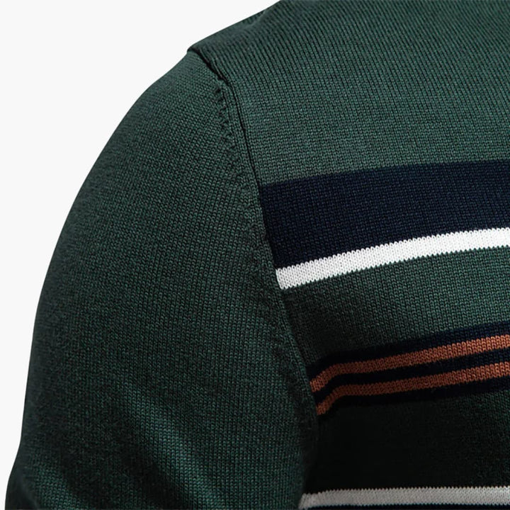 Herren pullover mit Reißverschluss am Halsausschnitt und gestreifter Oberfläche