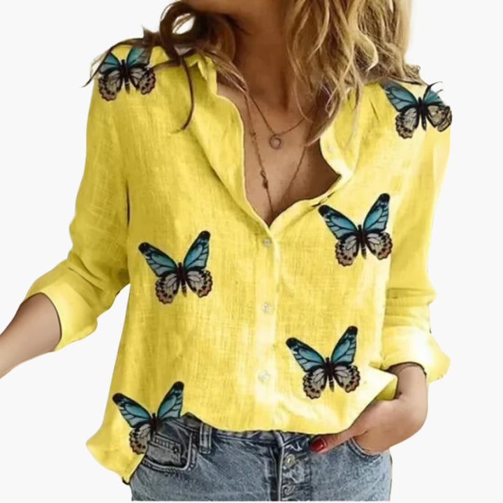 Langarm Damen-Bluse - Vintage Stil mit großen Punkten