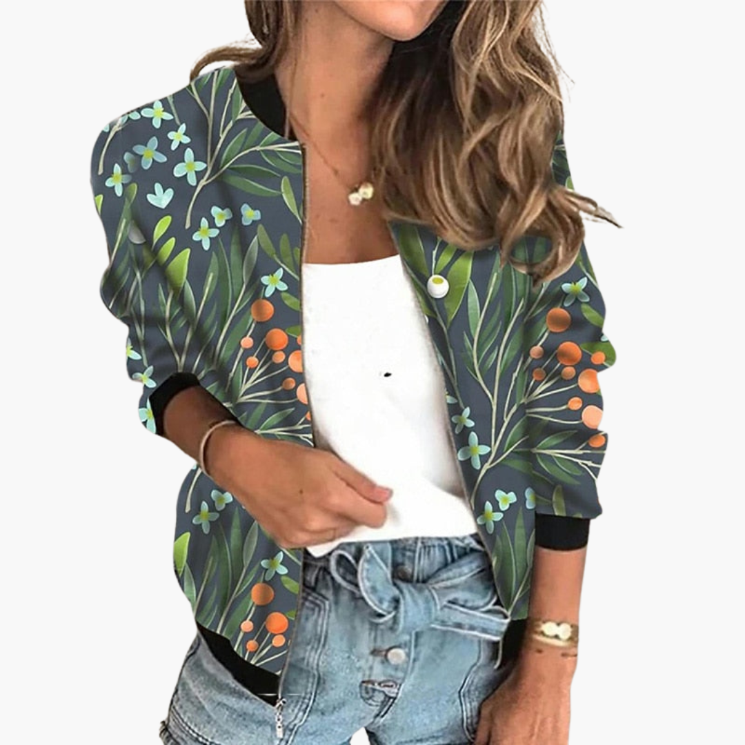 Bomberjacke für Damen - Leicht & Stylisch mit Blumenmuster