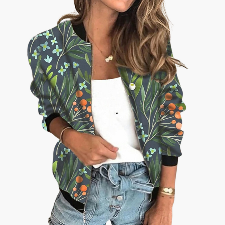 Bomberjacke für Damen - Leicht & Stylisch mit Blumenmuster