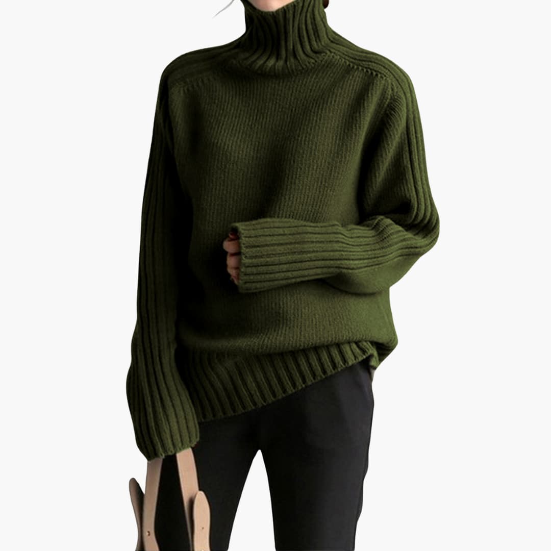 Damen pullover mit Rollkragen und Rippstruktur