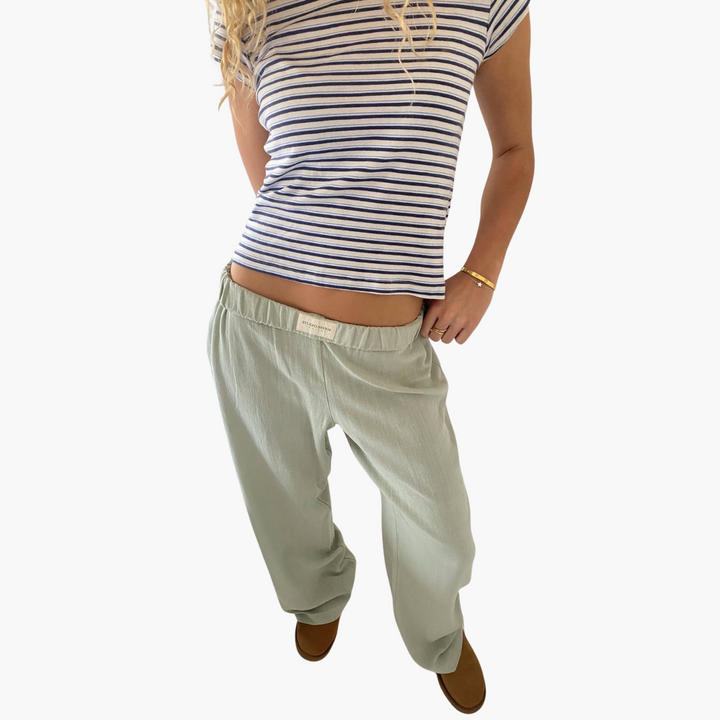 Damen Loungehose mit elastischem Bund und weitem Bein