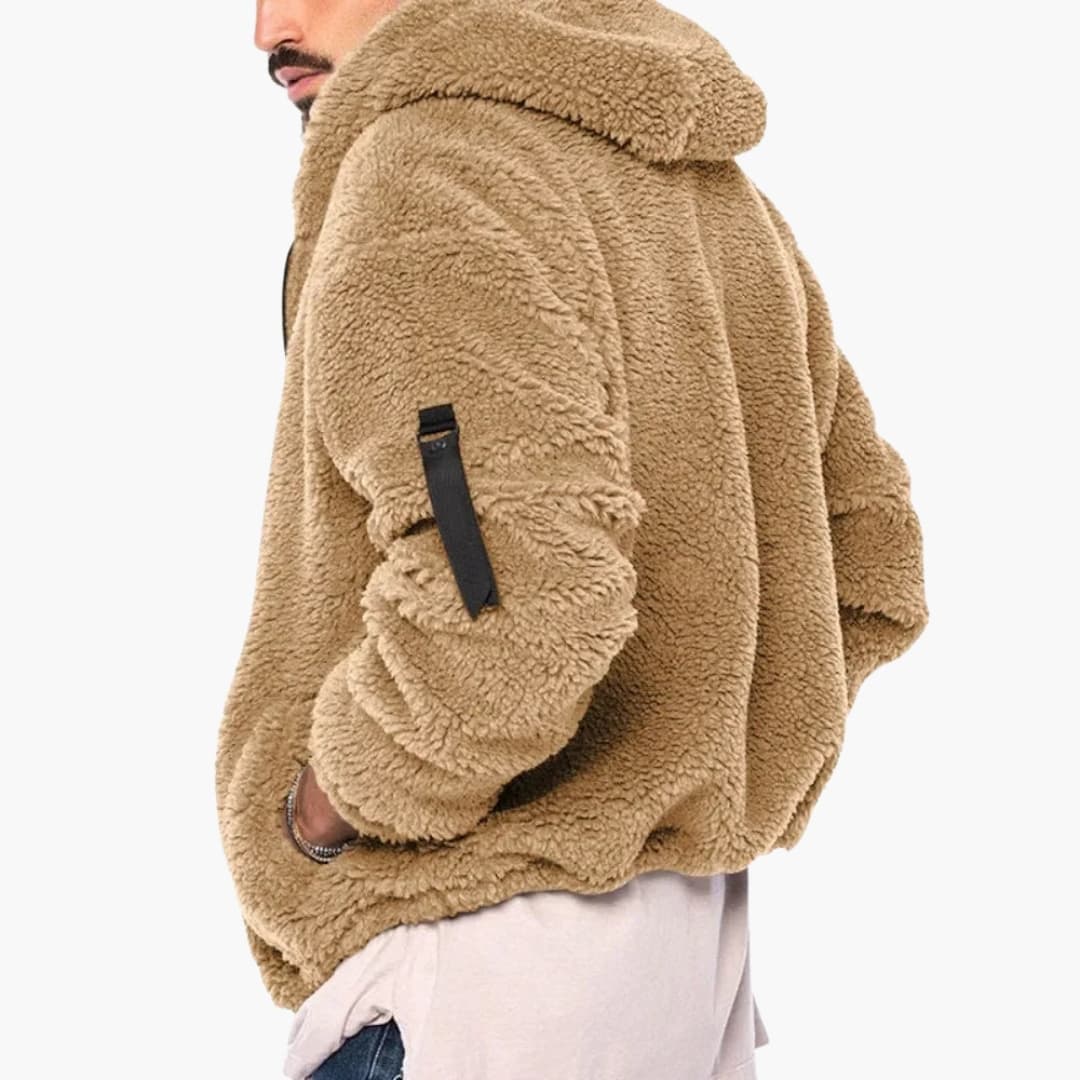 Herren Fleecejacke mit Kapuze und Reißverschluss