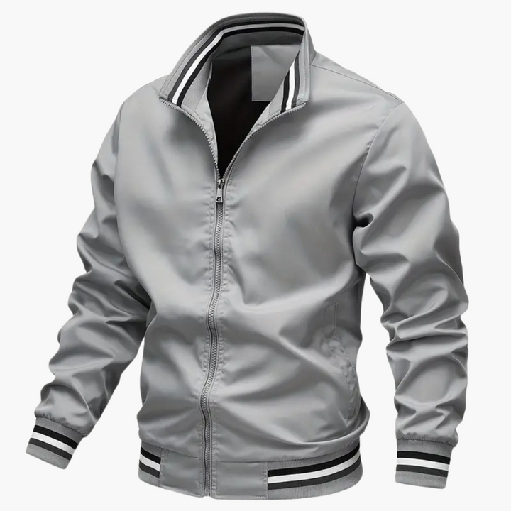 Herrenjacke mit Rippdetails und Frontreißverschluss