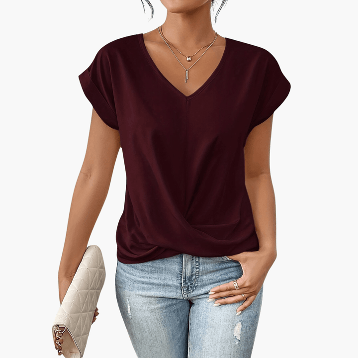 Trendiges, lässiges T-Shirt mit herzförmigem Ausschnitt für Damen - SchmiedeMode