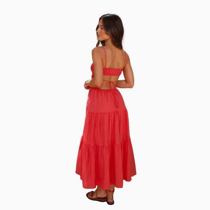 Maxikleid für Damen – Boho-Stil mit Bindebändern