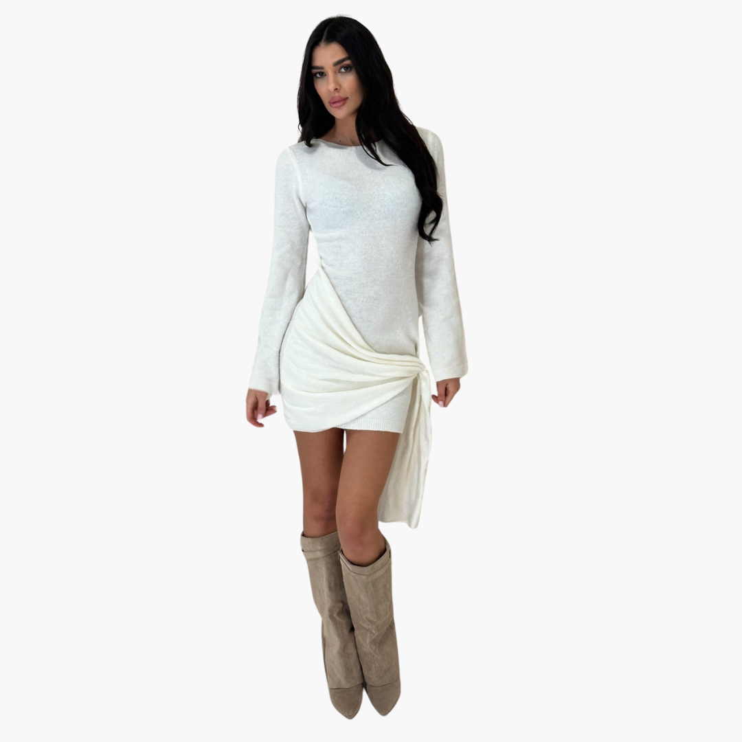 Schwarzes Kleid mit Knotendetail für Damen – Elegant & Modern