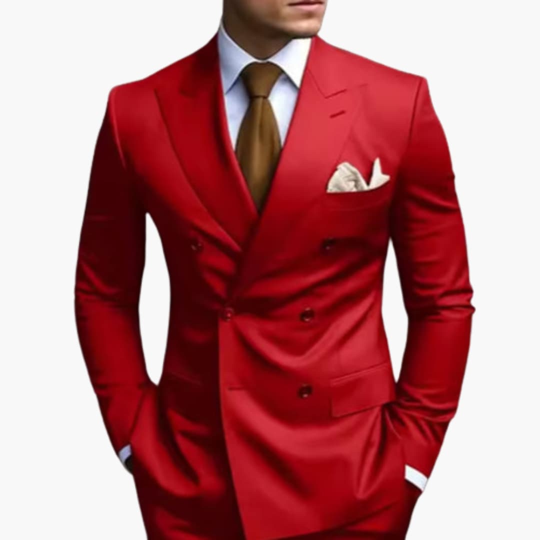 Herren Anzug zweiteilig mit Doppelreiher und Slim Fit Hose
