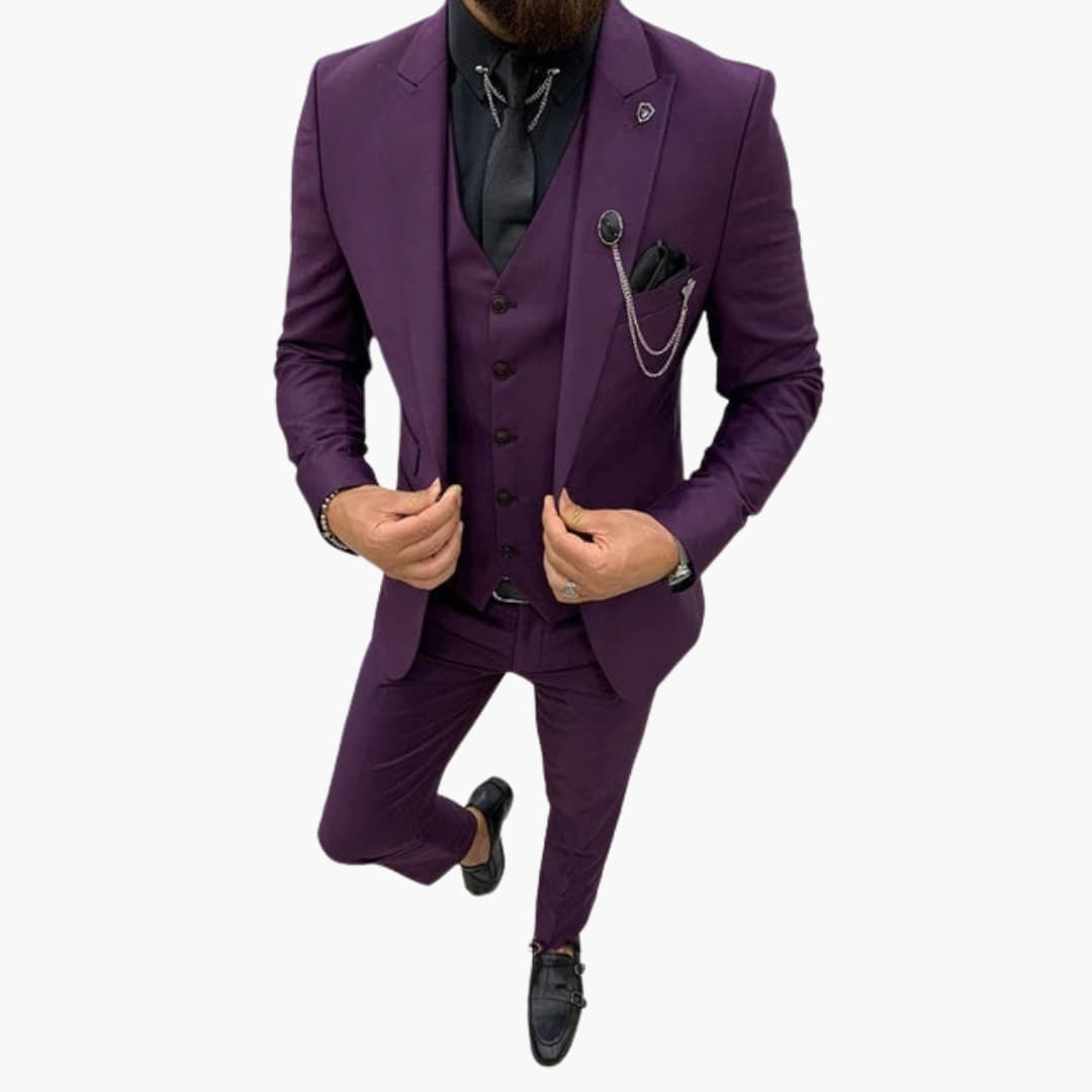 Slim Fit Anzug Set - Herrenanzug 3-teilig für Abendmode