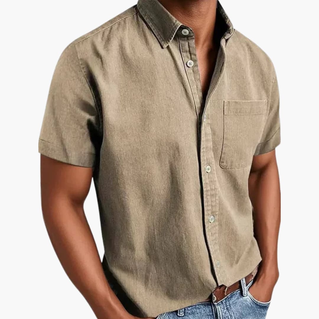 Herren Kurzarmhemd mit Brusttasche für Frühling und Sommer