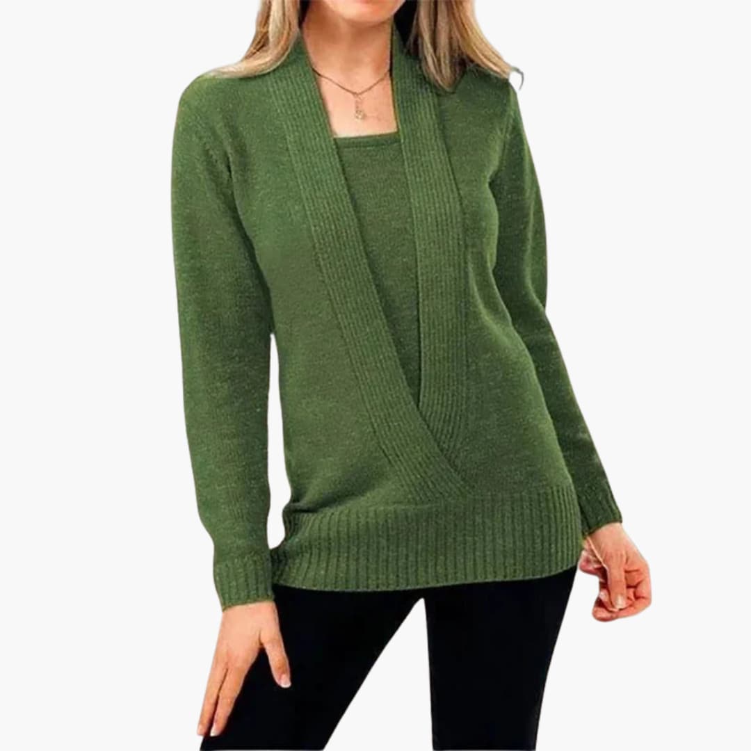 Damen pullover mit tiefem V-Ausschnitt und langen Ärmeln