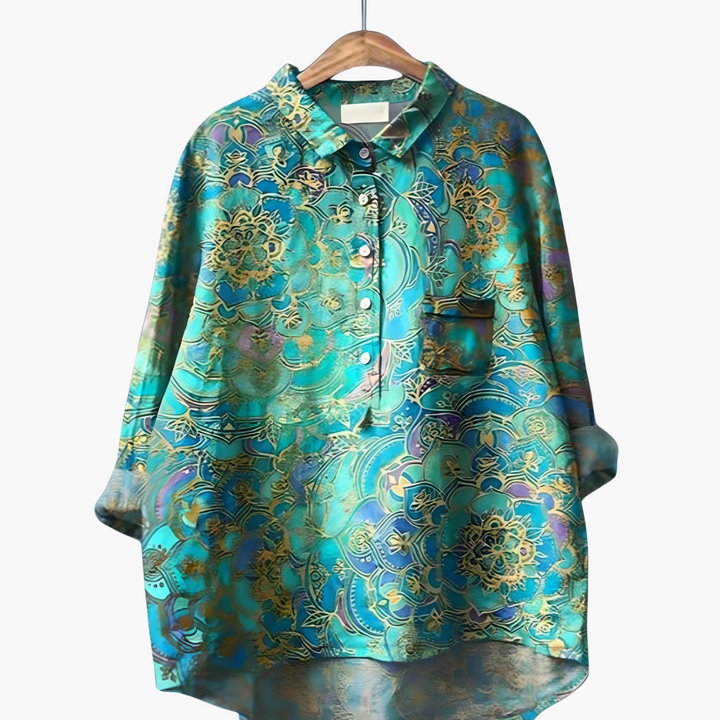 Langärmelige Sommerbluse mit Blumendruck für Damen