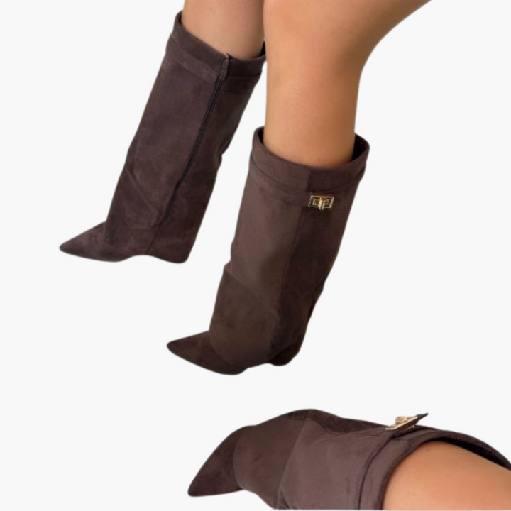 Kniehohe Damenstiefel mit Schnalle - Elegante Stiefel