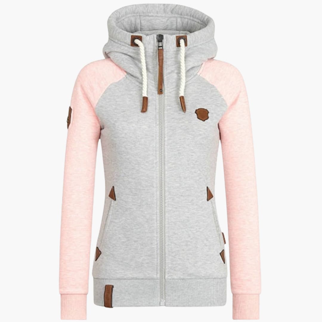 Damen Kapuzenjacke mit Reißverschluss und langen Ärmeln