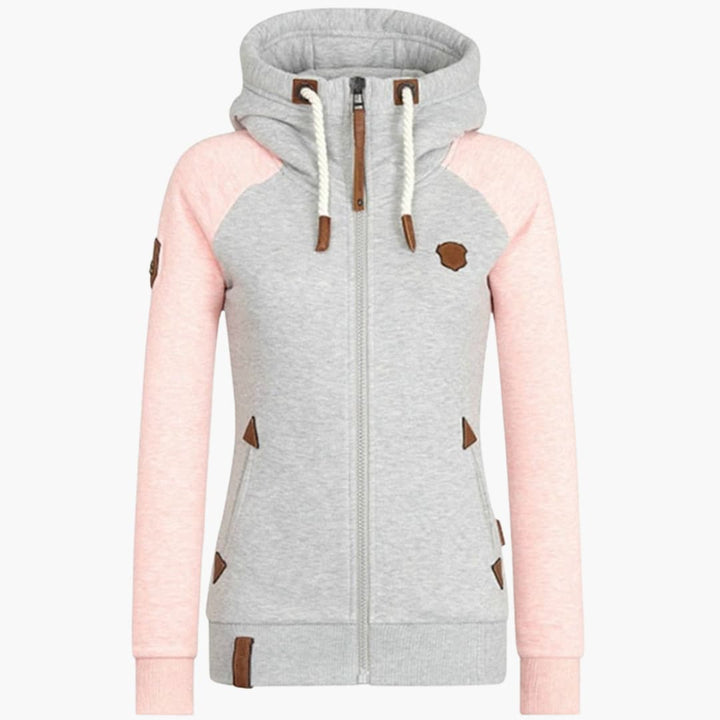 Damen Kapuzenjacke mit Reißverschluss und langen Ärmeln