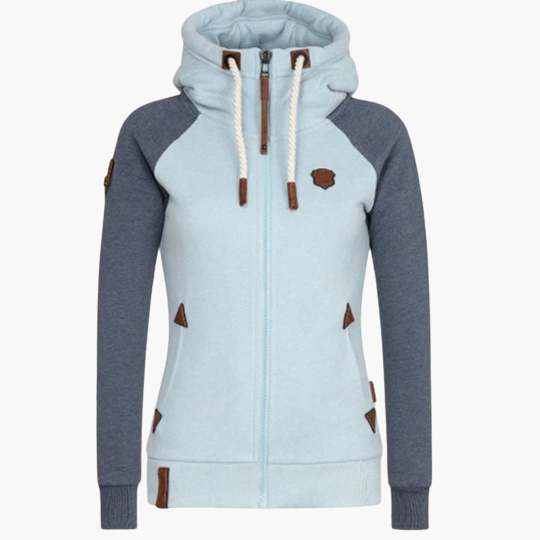Damen Kapuzenjacke mit Reißverschluss und langen Ärmeln