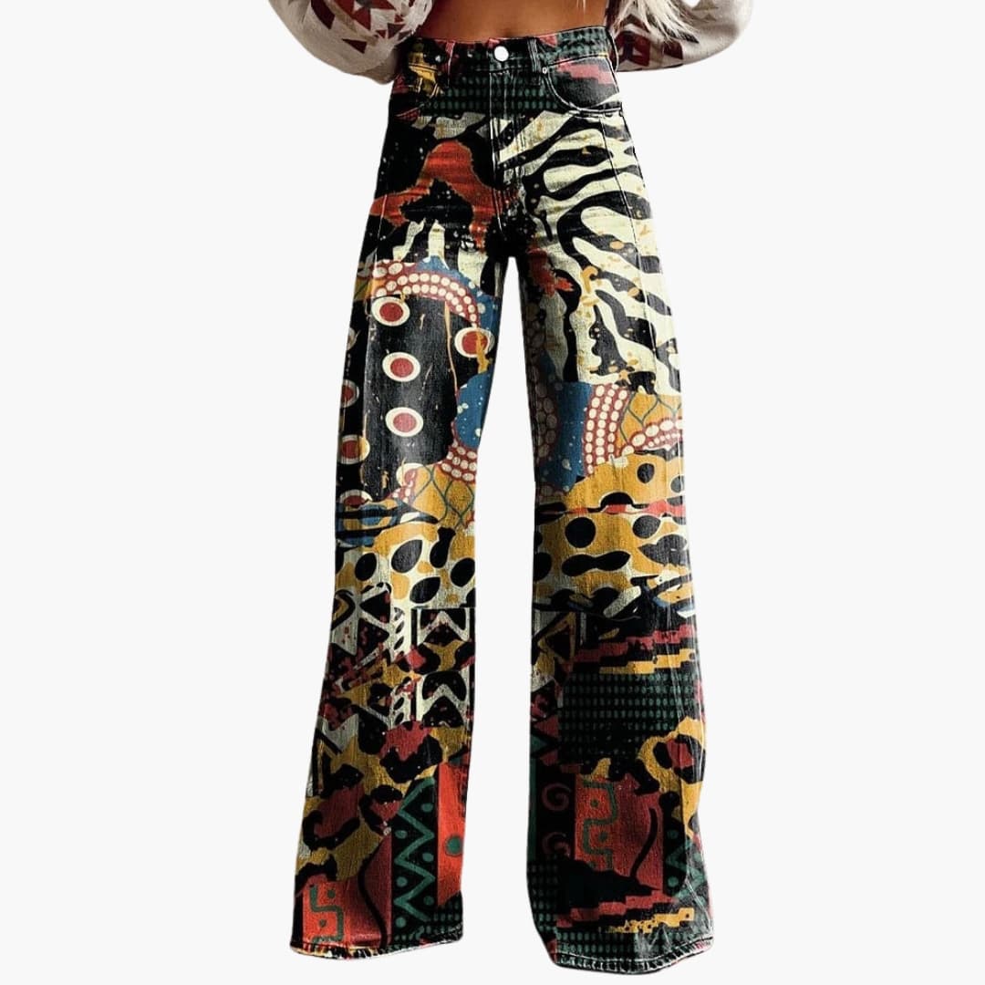 Damen Bedruckte Hose mit weitem Bein