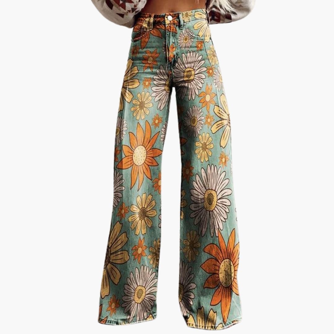 Damen Bedruckte Hose mit weitem Bein