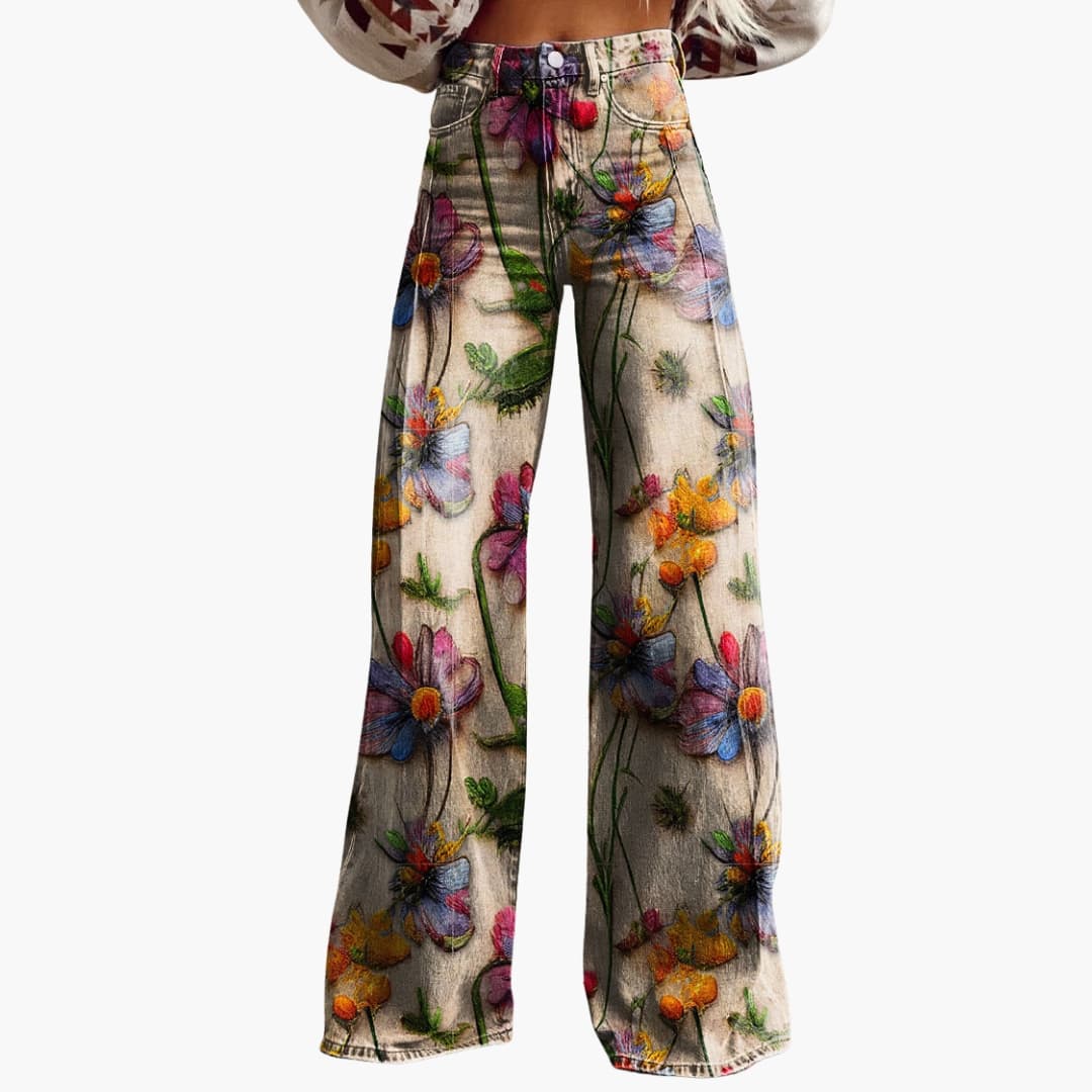 Damen Bedruckte Hose mit weitem Bein