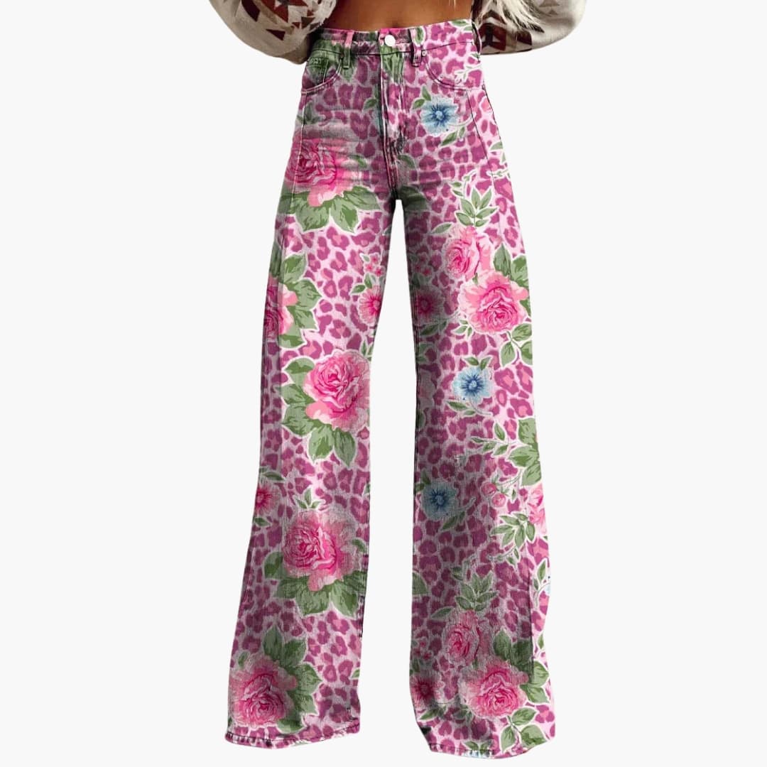 Damen Bedruckte Hose mit weitem Bein