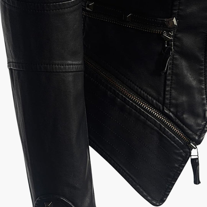 Damen Bikerjacke Schwarz mit Nieten