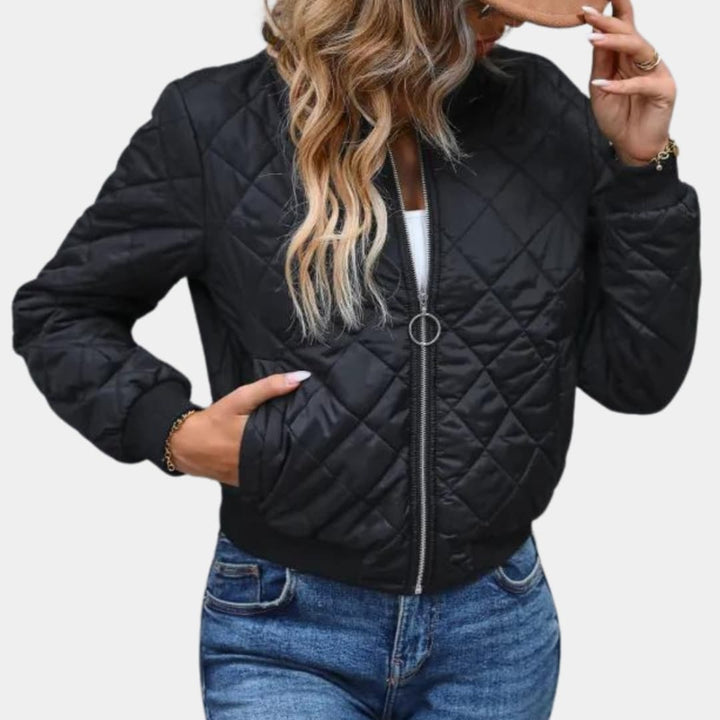 Damen Bomberjacke mit Reißverschluss und gesteppter Oberfläche