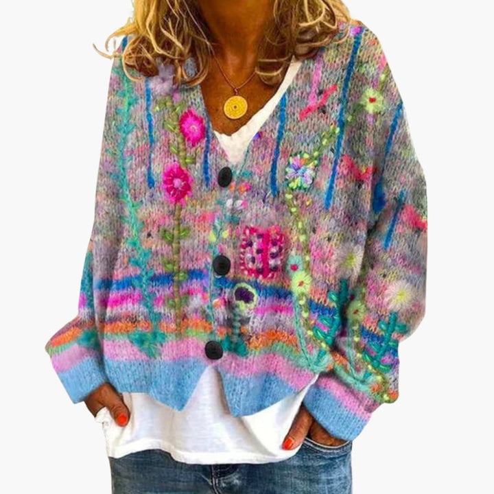 Damen Cardigan mit V-Ausschnitt und Knopfverschluss
