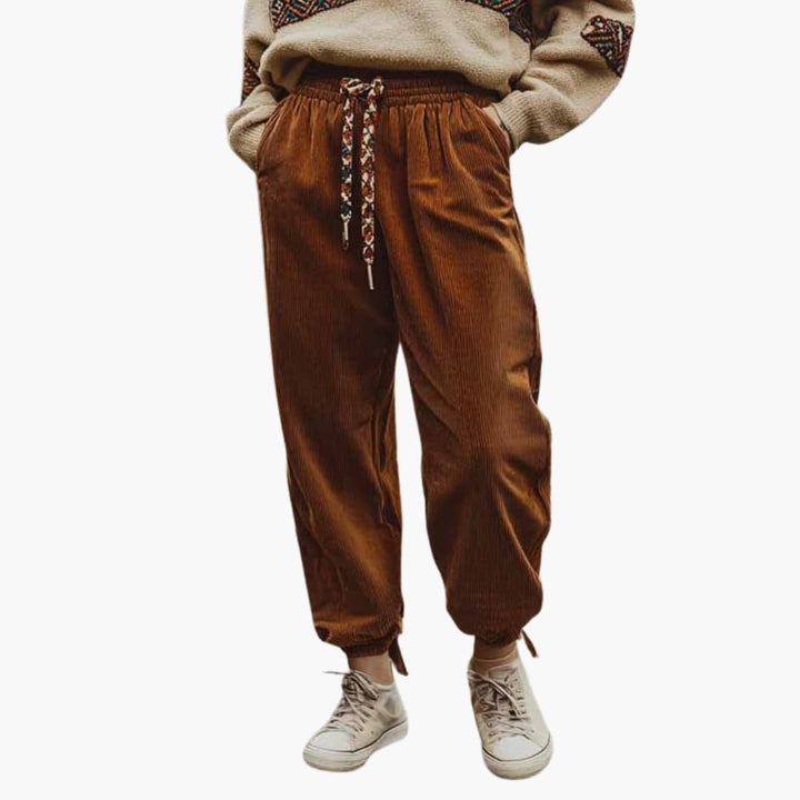 Damen Cordhose mit Bund und Seitentaschen