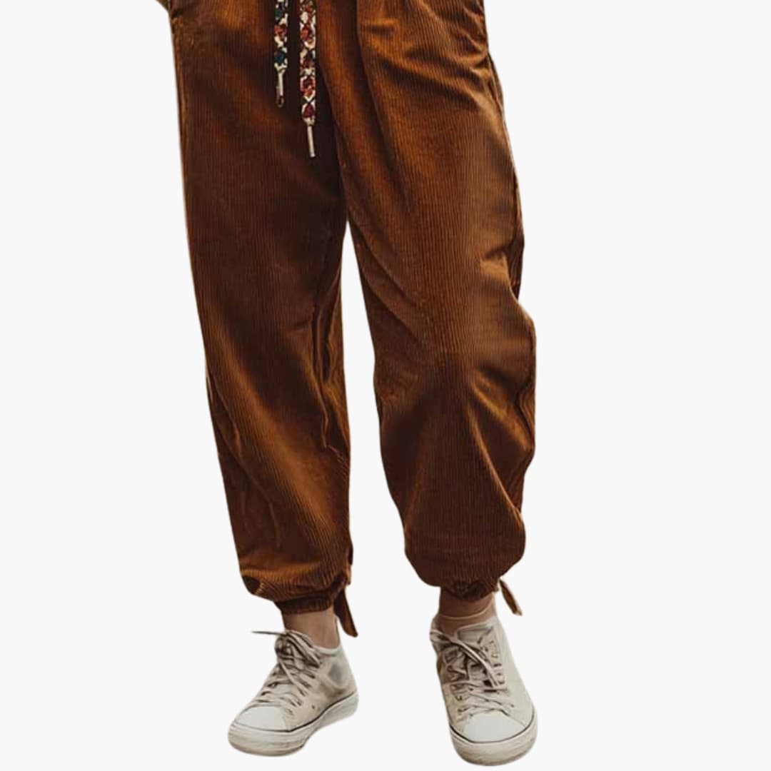 Damen Cordhose mit Bund und Seitentaschen