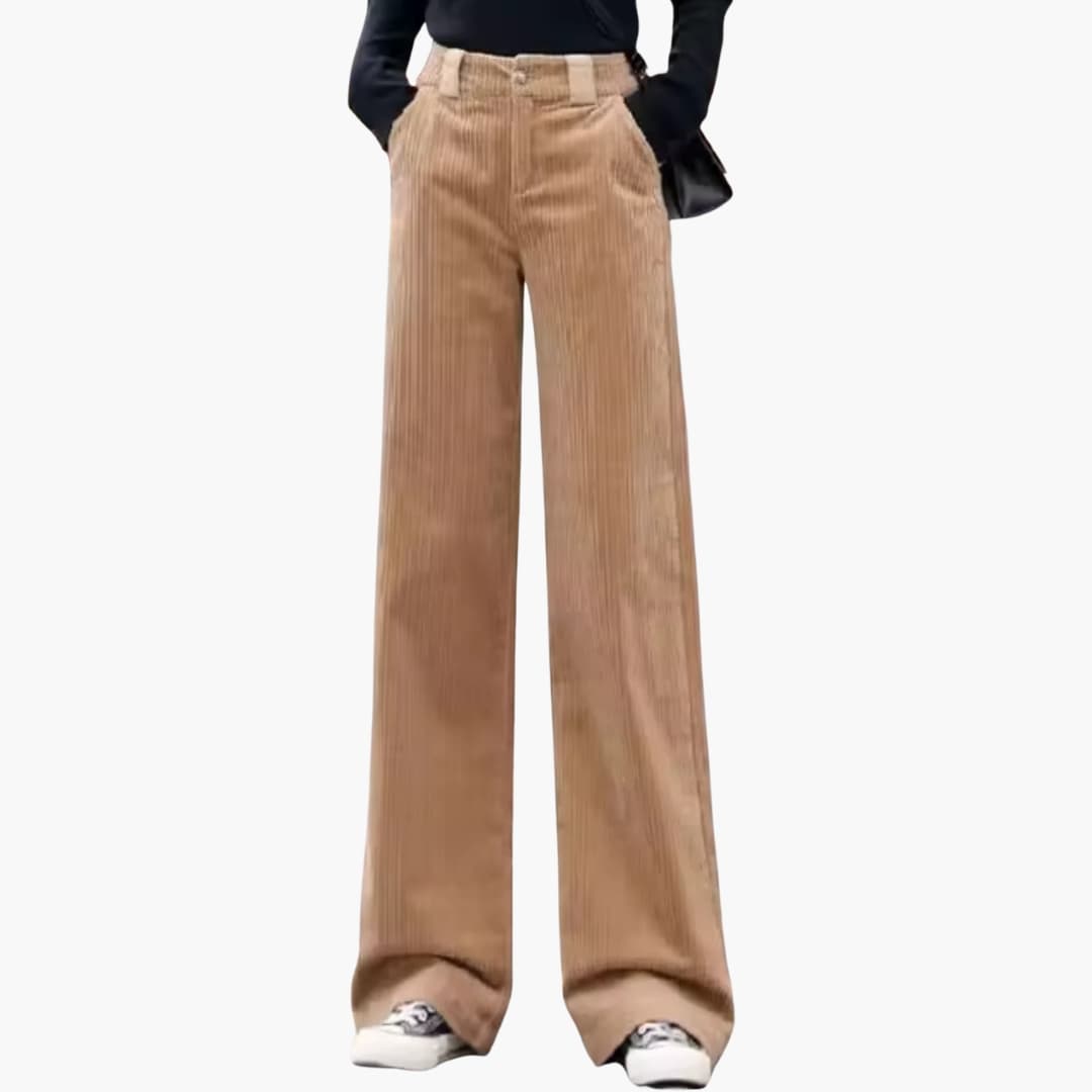 Damen Cordhose mit hohem Bund und Seitentaschen