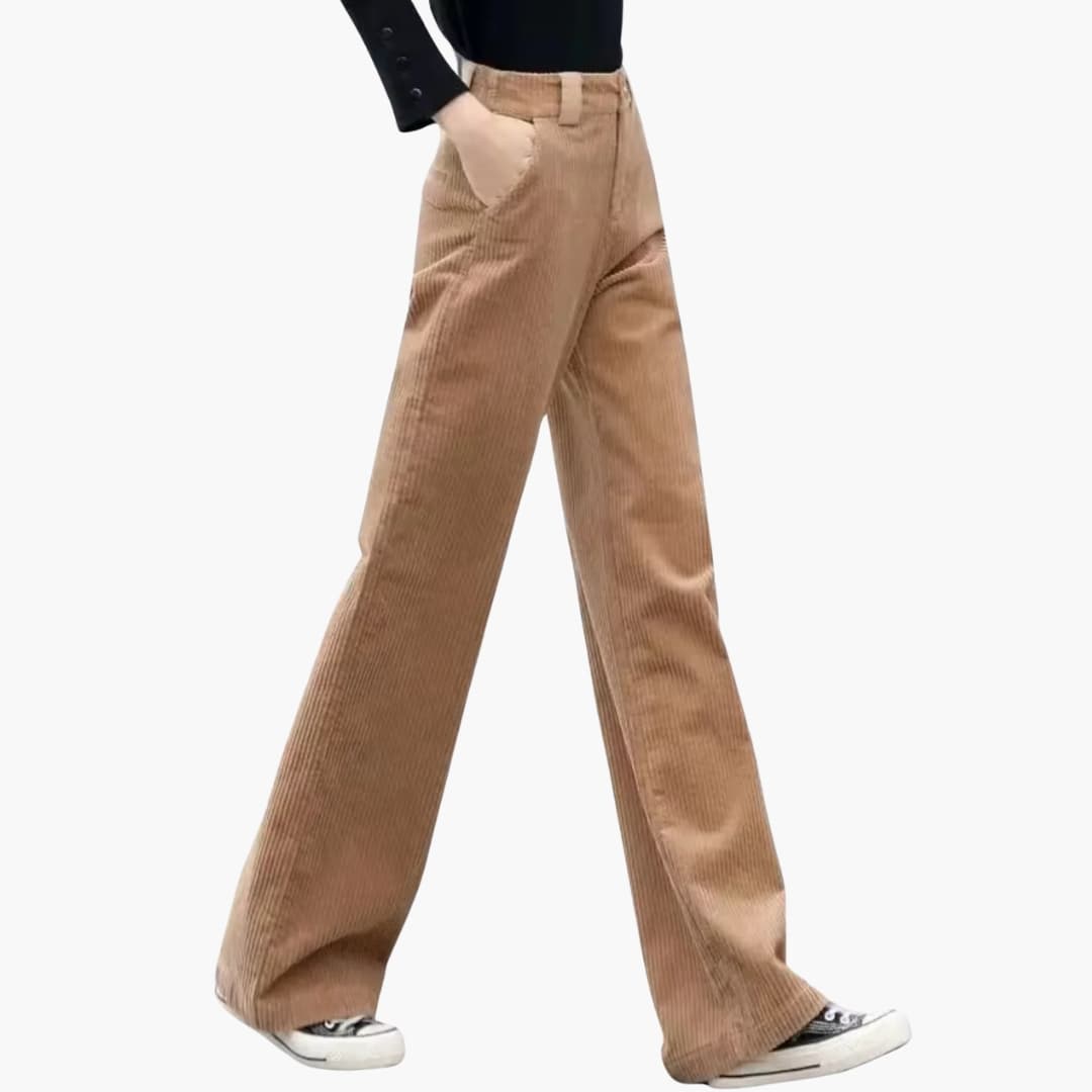 Damen Cordhose mit hohem Bund und Seitentaschen