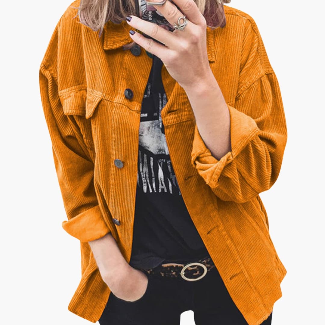 Damen Cordjacke mit Aufgesetzten Taschen
