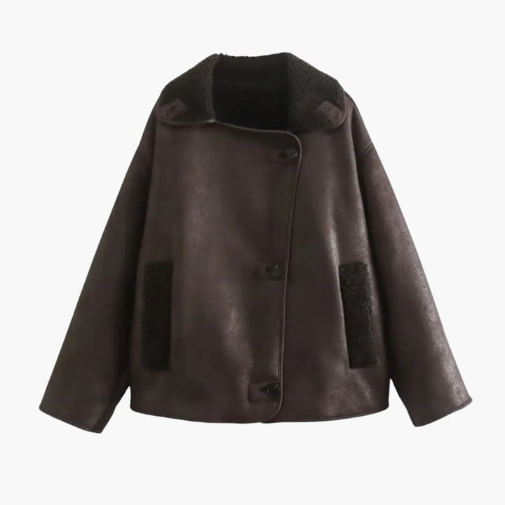 Damen Fleece jacke mit Reverskragen und Fronttaschen