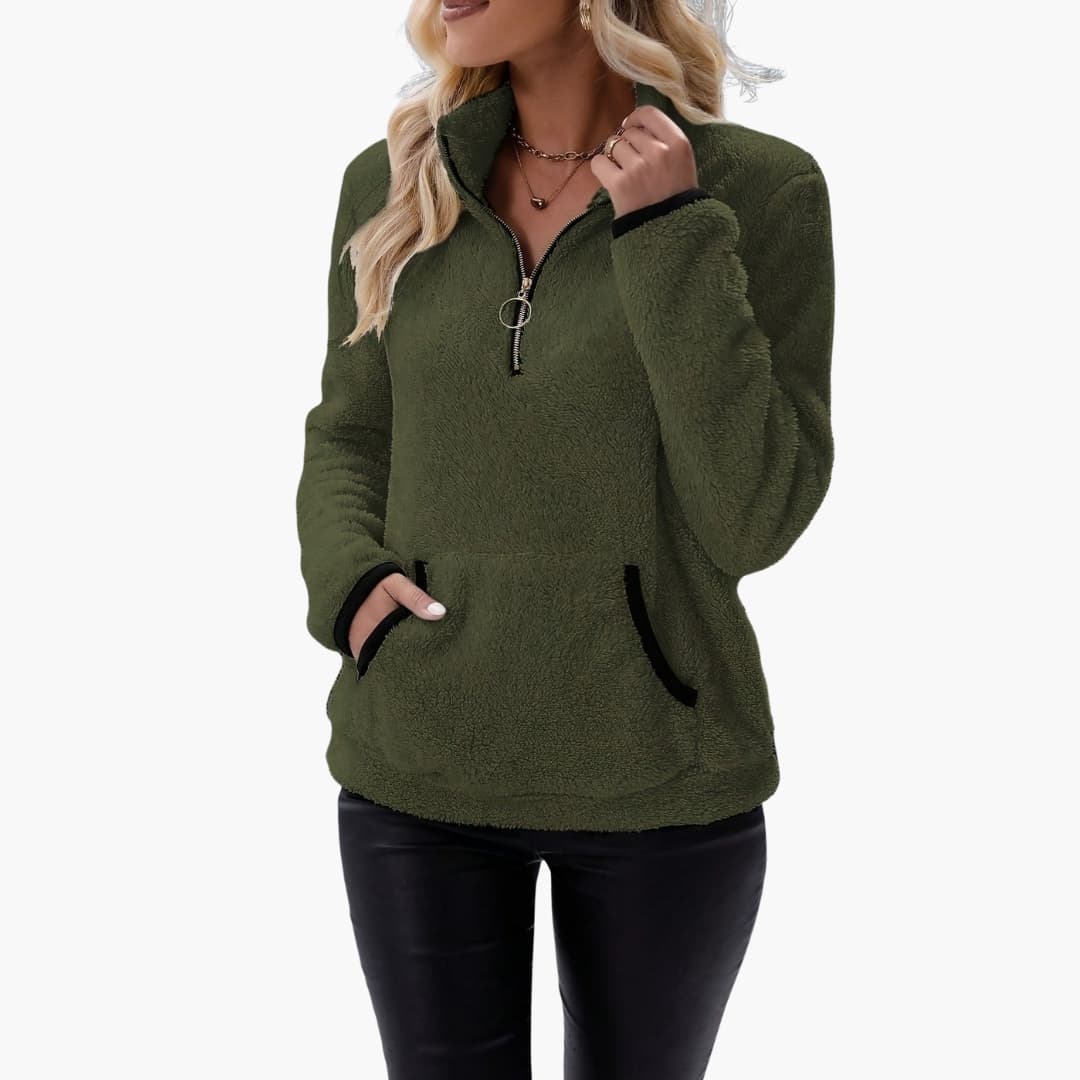 Damen Fleecepullover mit Halbzipp