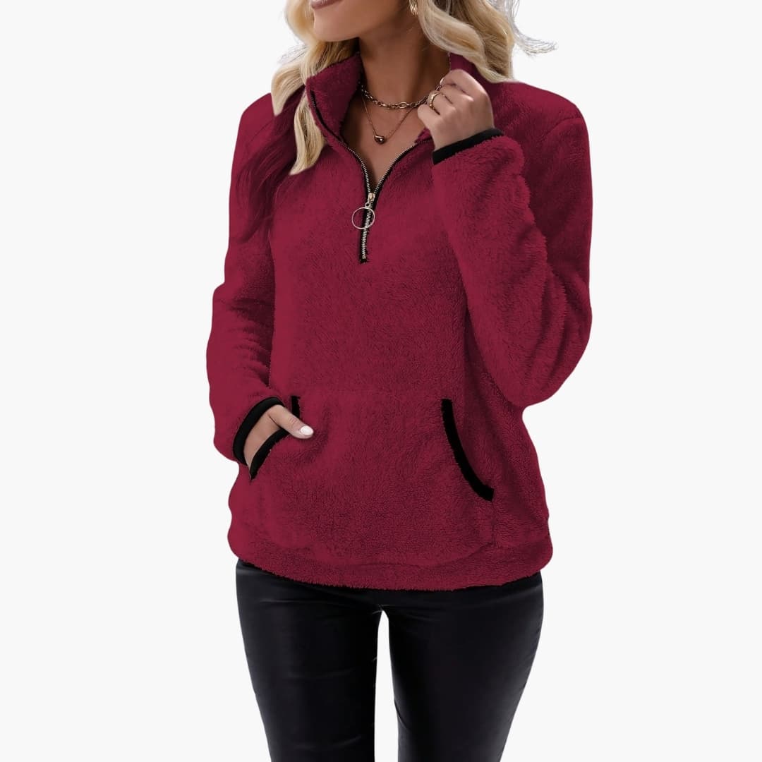 Damen Fleecepullover mit Halbzipp