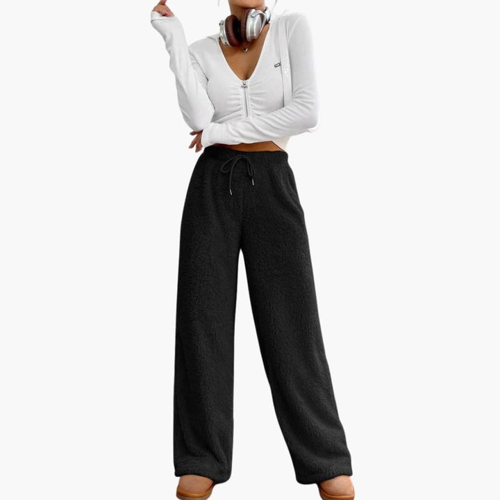 Damen Freizeithose mit Kordelzug und weitem Bein