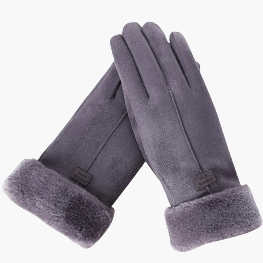 Damen Handschuhe mit Veloursoptik Innenfutter und elastischen Bündchen