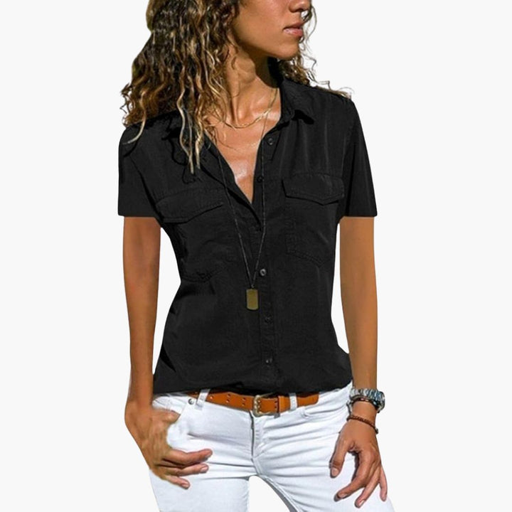 Damen Hemd Mit Knopfleiste Kurzarm Sommerbluse