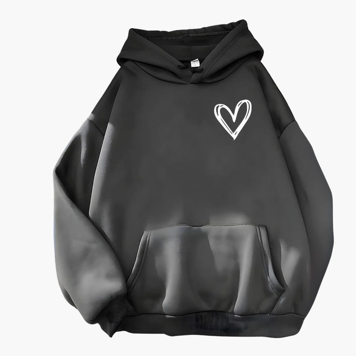Damen Hoodie mit Kordelzugkapuze und Herz-Print