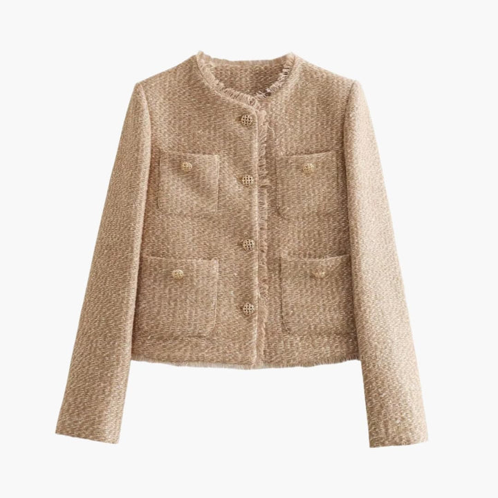 Damen Jacke im Tweed Stil mit Taschen