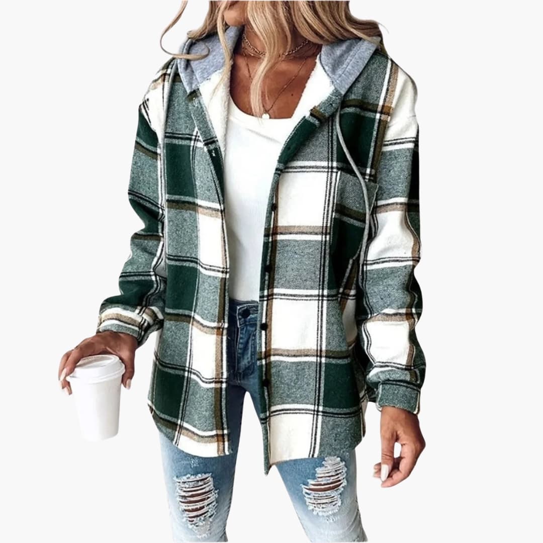 Damen Jacke mit Kapuze und Knopfleiste