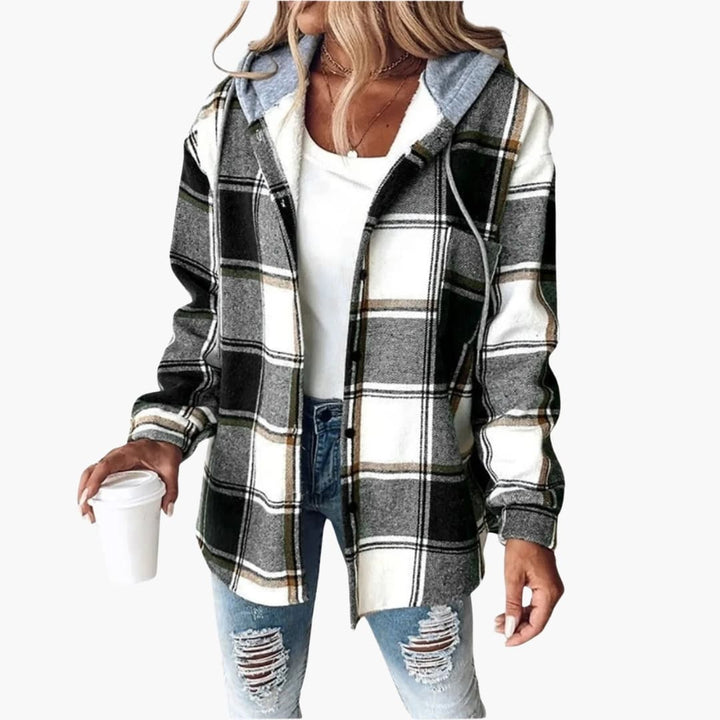 Damen Jacke mit Kapuze und Knopfleiste