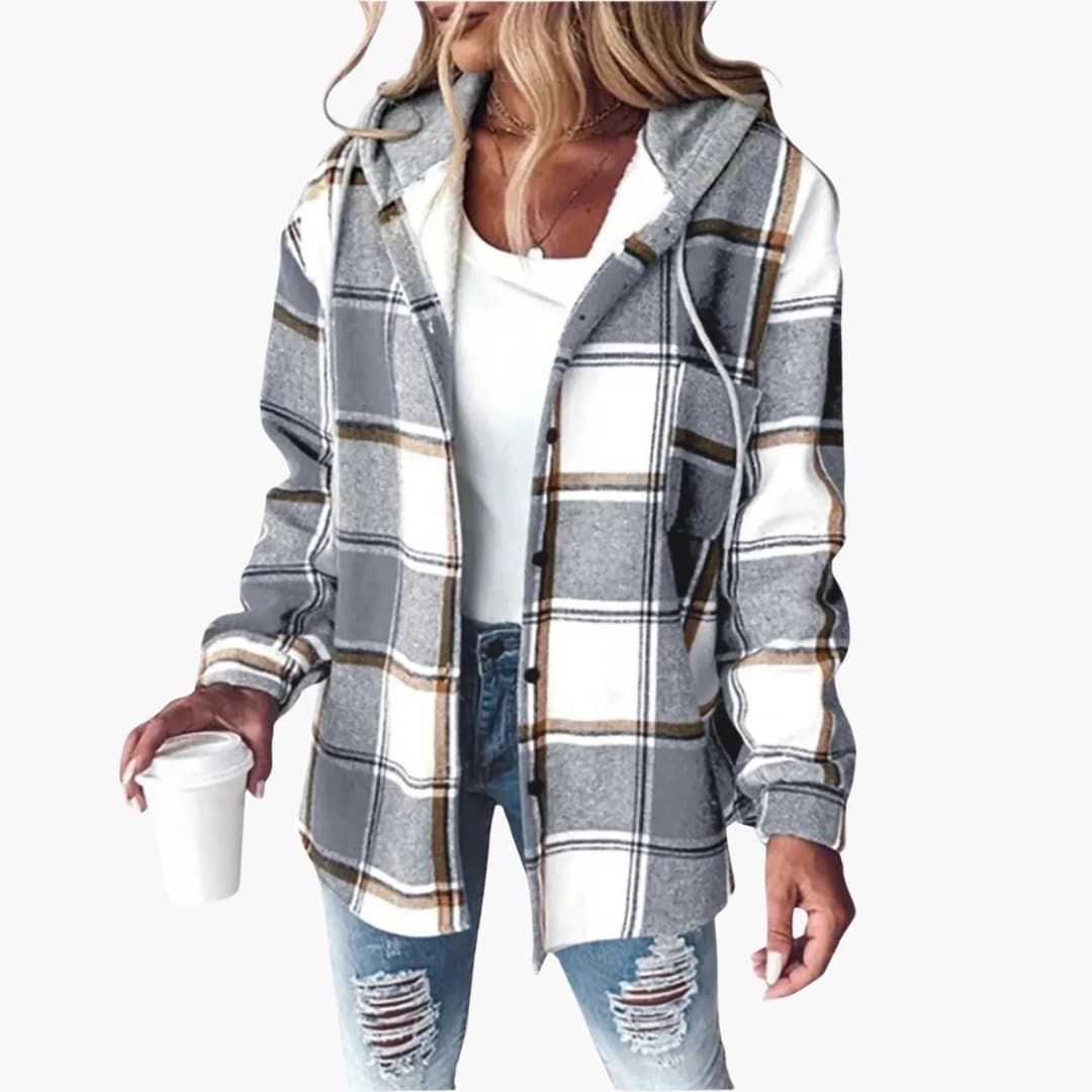 Damen Jacke mit Kapuze und Knopfleiste
