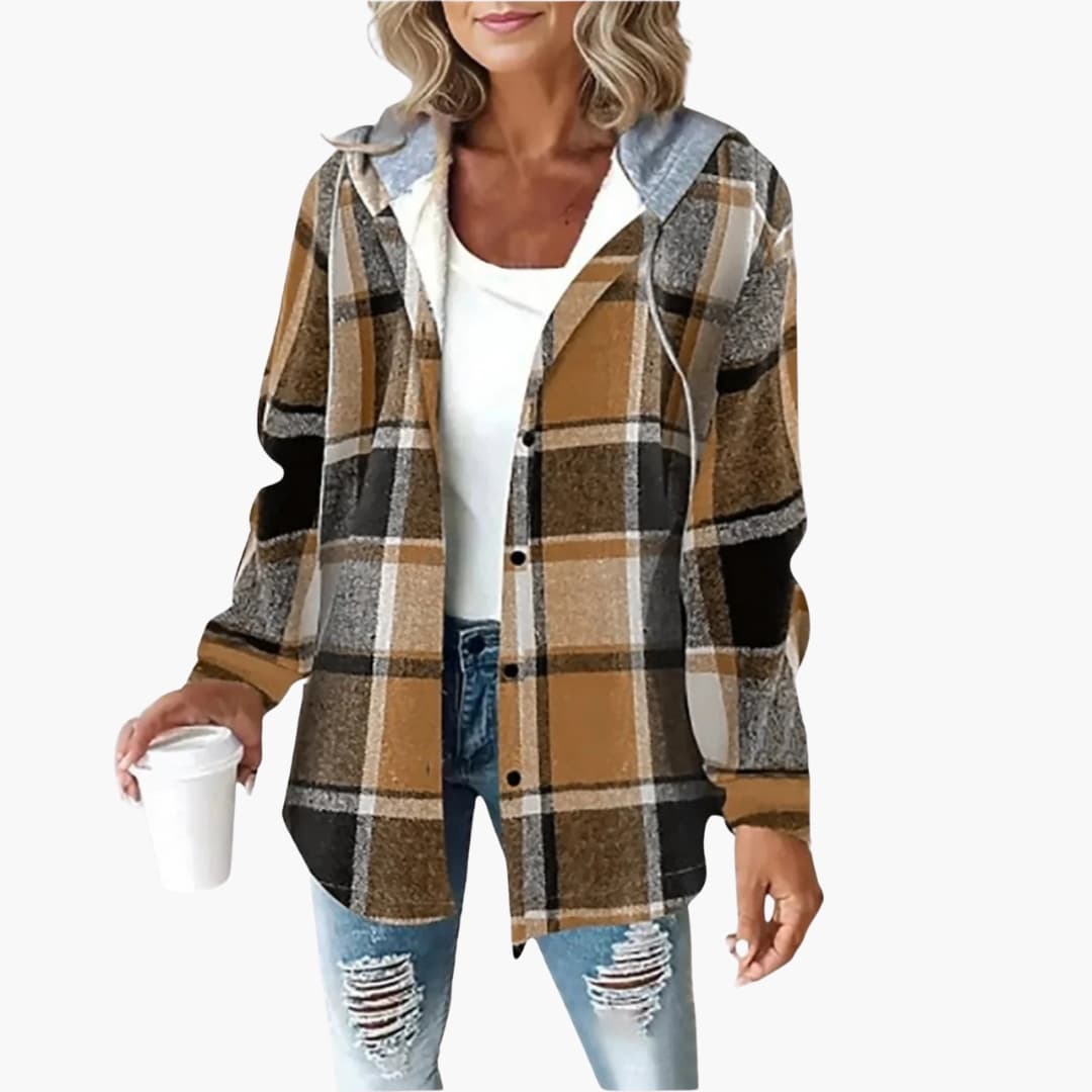 Damen Jacke mit Kapuze und Knopfleiste