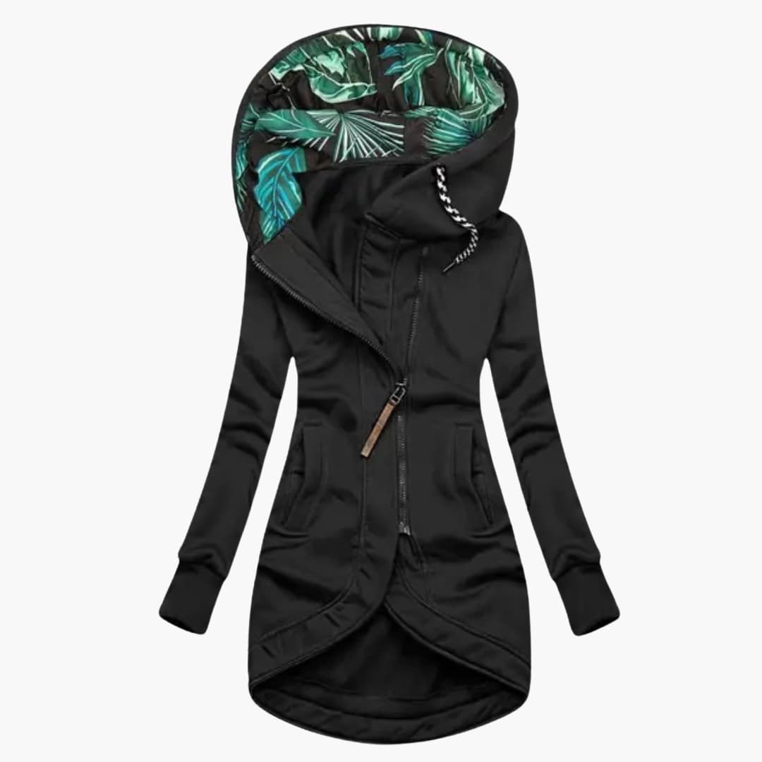 Damen Kapuzenjacke mit asymmetrischem Reißverschluss und Fronttaschen