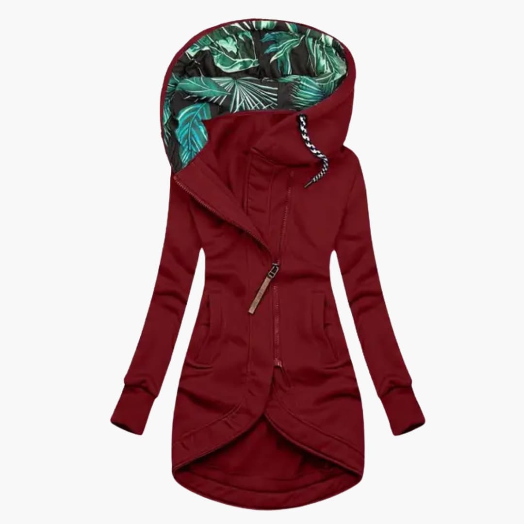 Damen Kapuzenjacke mit asymmetrischem Reißverschluss und Fronttaschen
